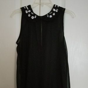 XOXO Studded Sheer Sleeveless Black Blouse